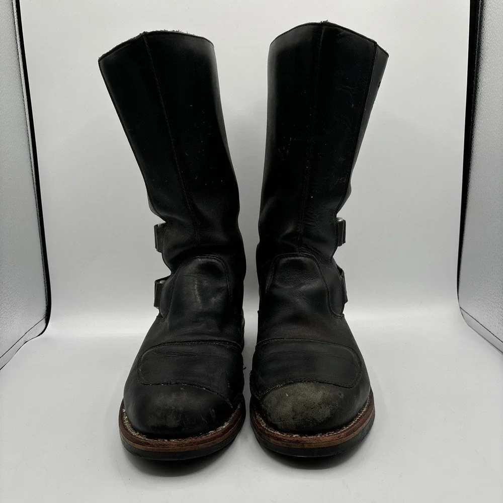 Chippewa Rally Biker Boot Men's 12 D 27862 Black Odessa Leather Hook & Loop‎